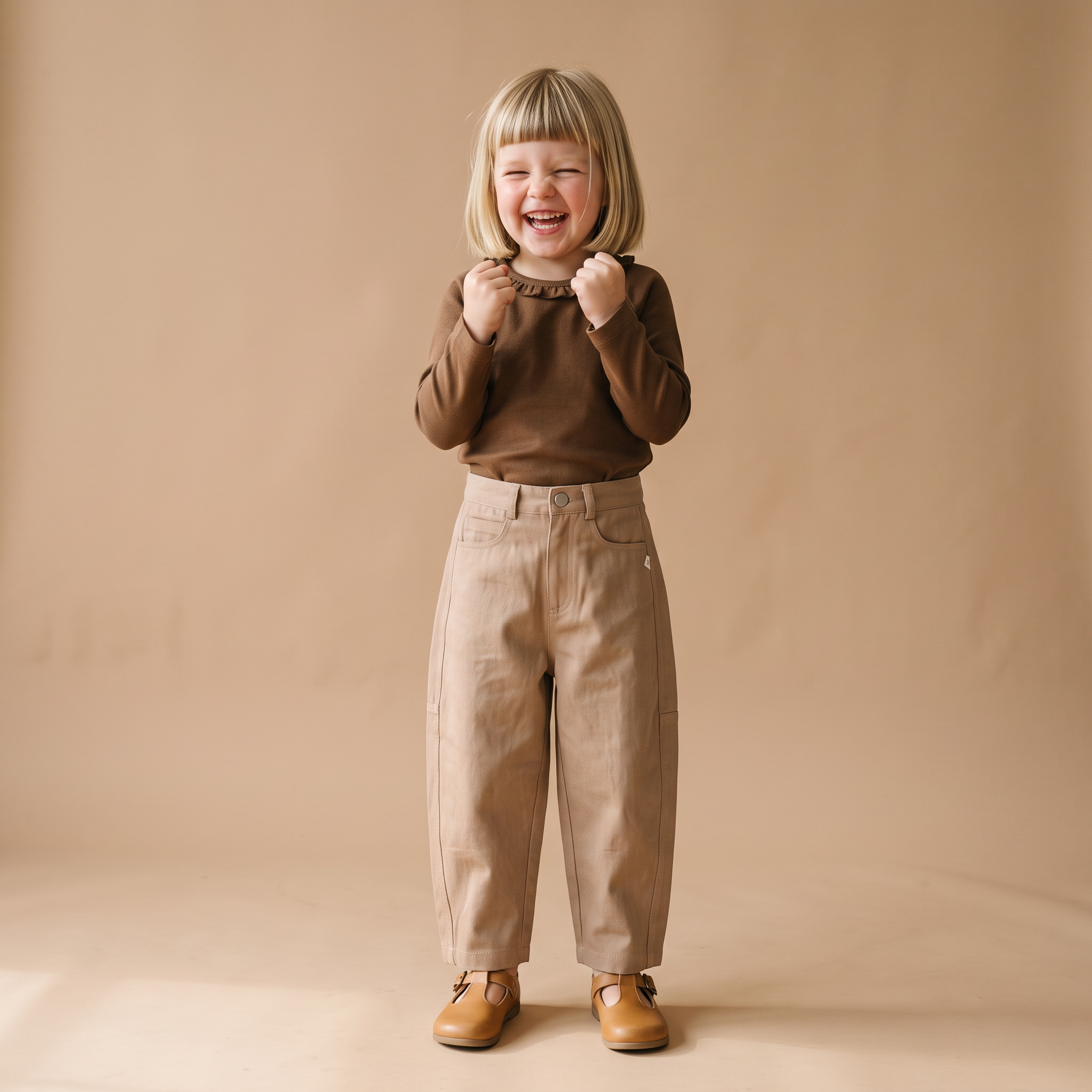 Organic Twill Barrel Pants - Taupe