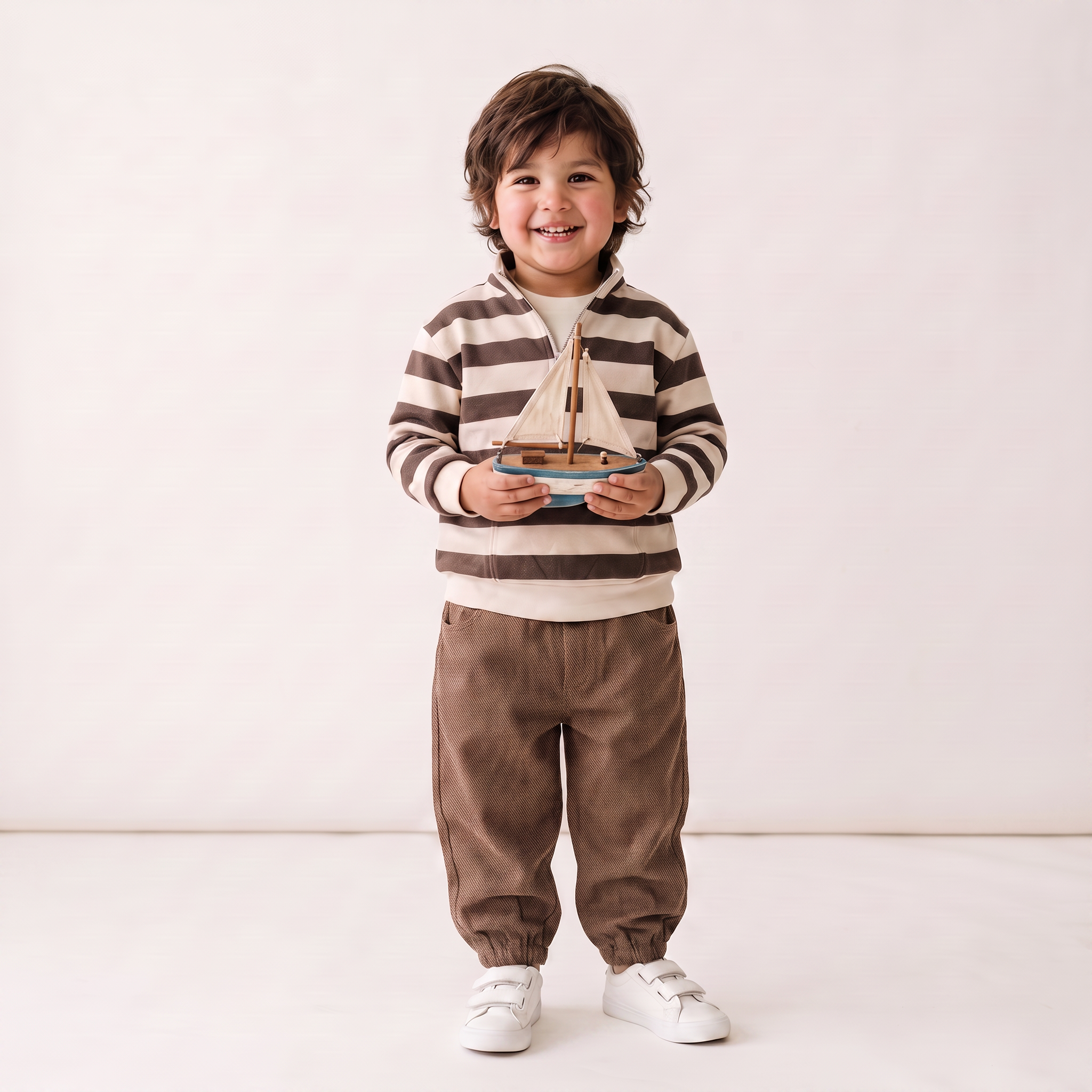 Organic Twill Joggers Pants - Brown