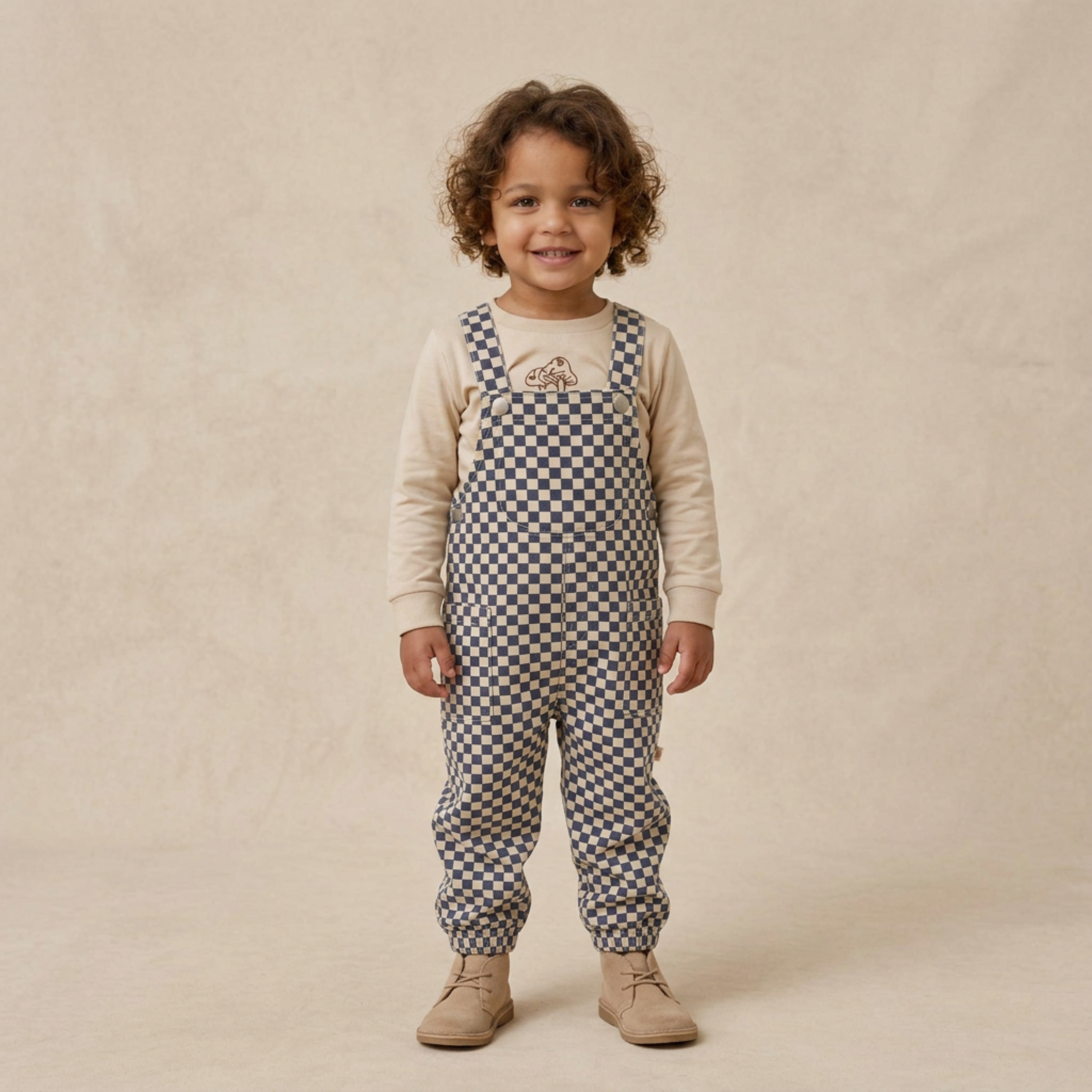 Organic Twill Overalls - Midnight Check