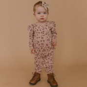 Organic Ruffle Full Sleeve Romper - Mystic Floral - Makemake Organics