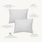 Organic Cotton Toddler Pillowcase - Navy Blue Stripes - Makemake Organics