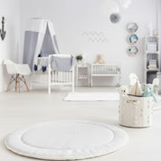 Organic Cotton Quilted Play Mat - Navy Stripes - Makemake Organics