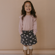 Organic Corduroy Skirt - Navy Bloom - Makemake Organics