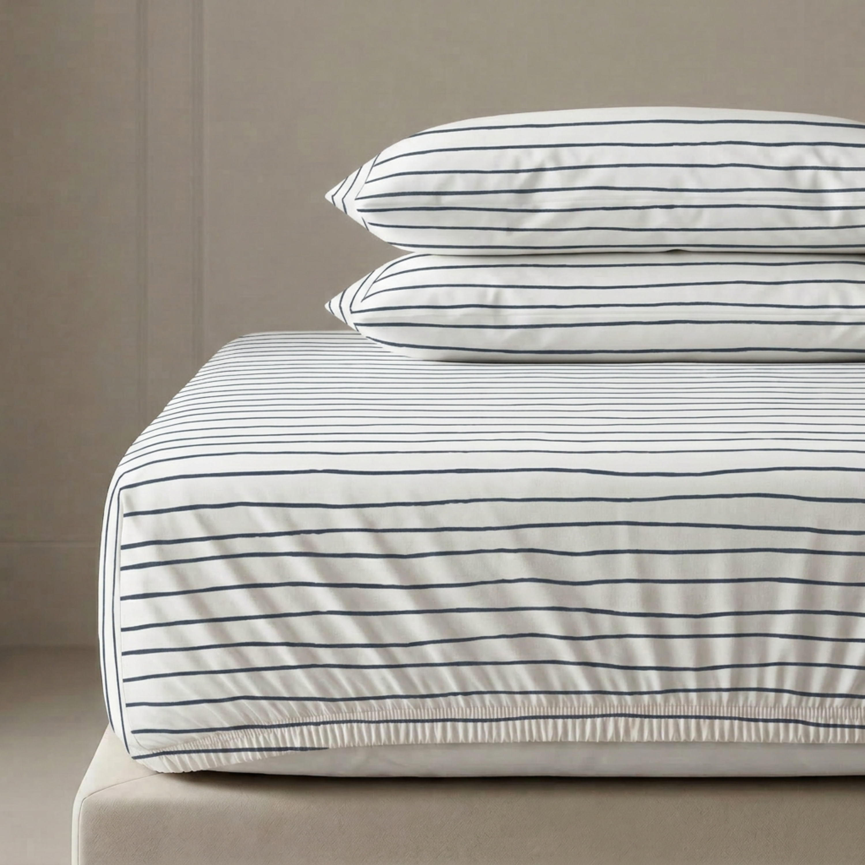 Organic Kids Fitted Sheet - Navy Stripes - Makemake Organics
