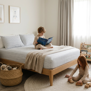 Organic Kids Fitted Sheet - Navy Stripes - Makemake Organics
