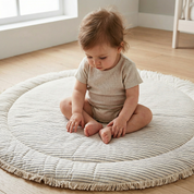 Organic Cotton Quilted Play Mat - Navy Stripes - Makemake Organics