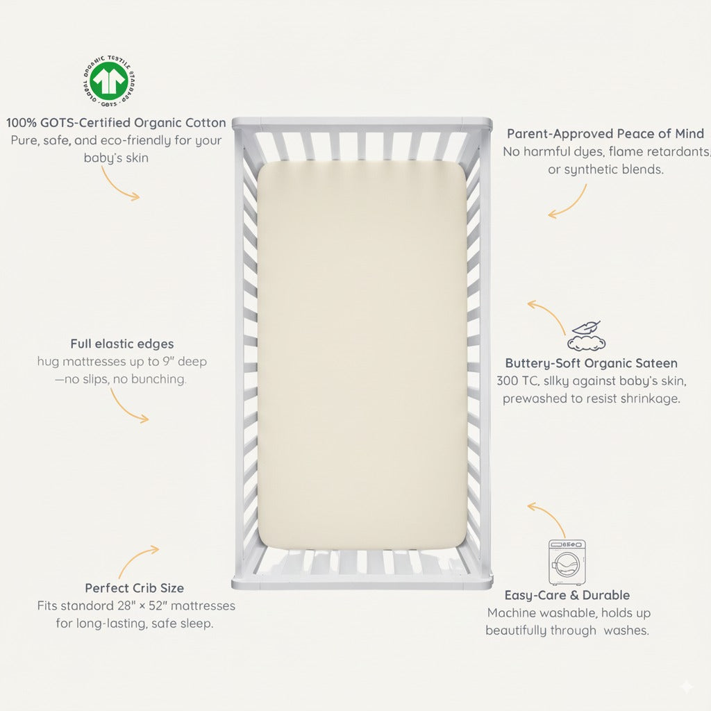 Organic Crib Sheet - Oat - Makemake Organics
