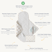 Organic Portable Changing Mat - Plaid Oat - Makemake Organics
