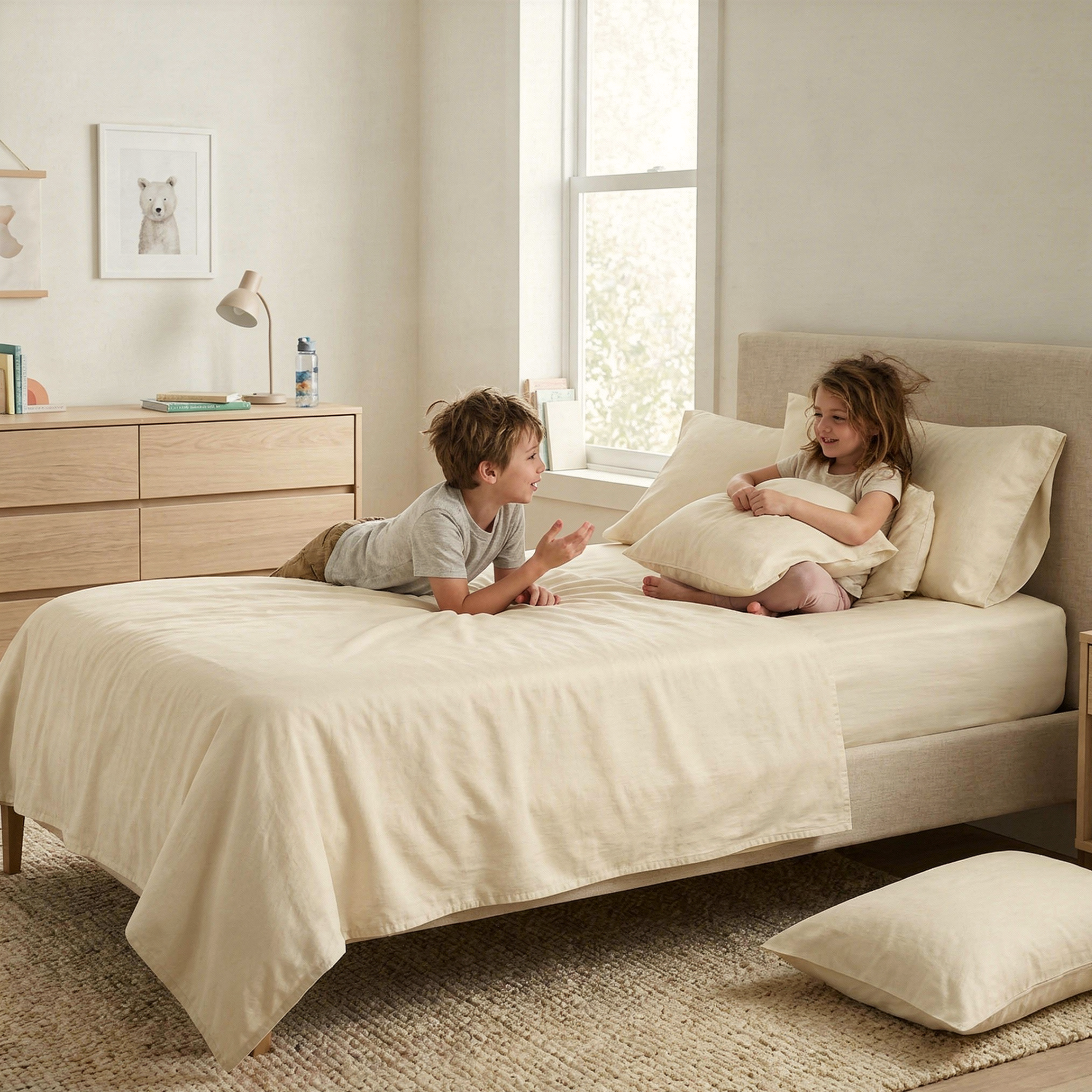 Organic Cotton Sheet Set - Oat - Makemake Organics