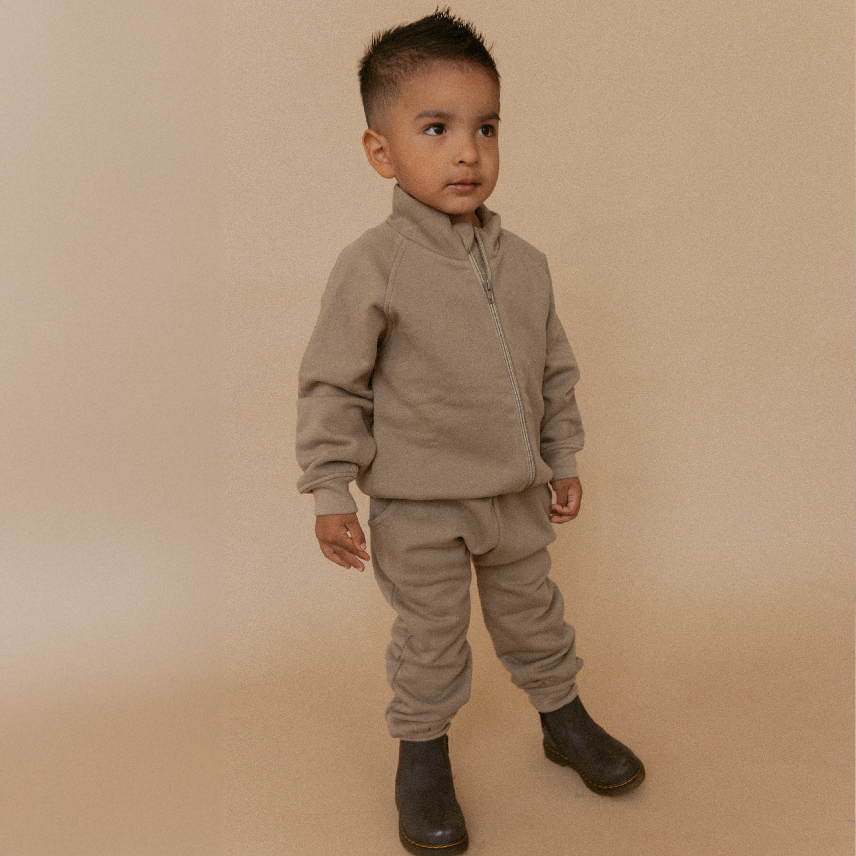 Organic Fleece Zipper Jacket - Olive - Makemake Organics