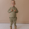 Organic Long Sleeve Polo - Olive - Makemake Organics