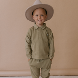 Organic Long Sleeve Polo - Olive