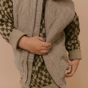 Organic Sleeveless Quilted Corduroy Jacket - Olive - Makemake Organics