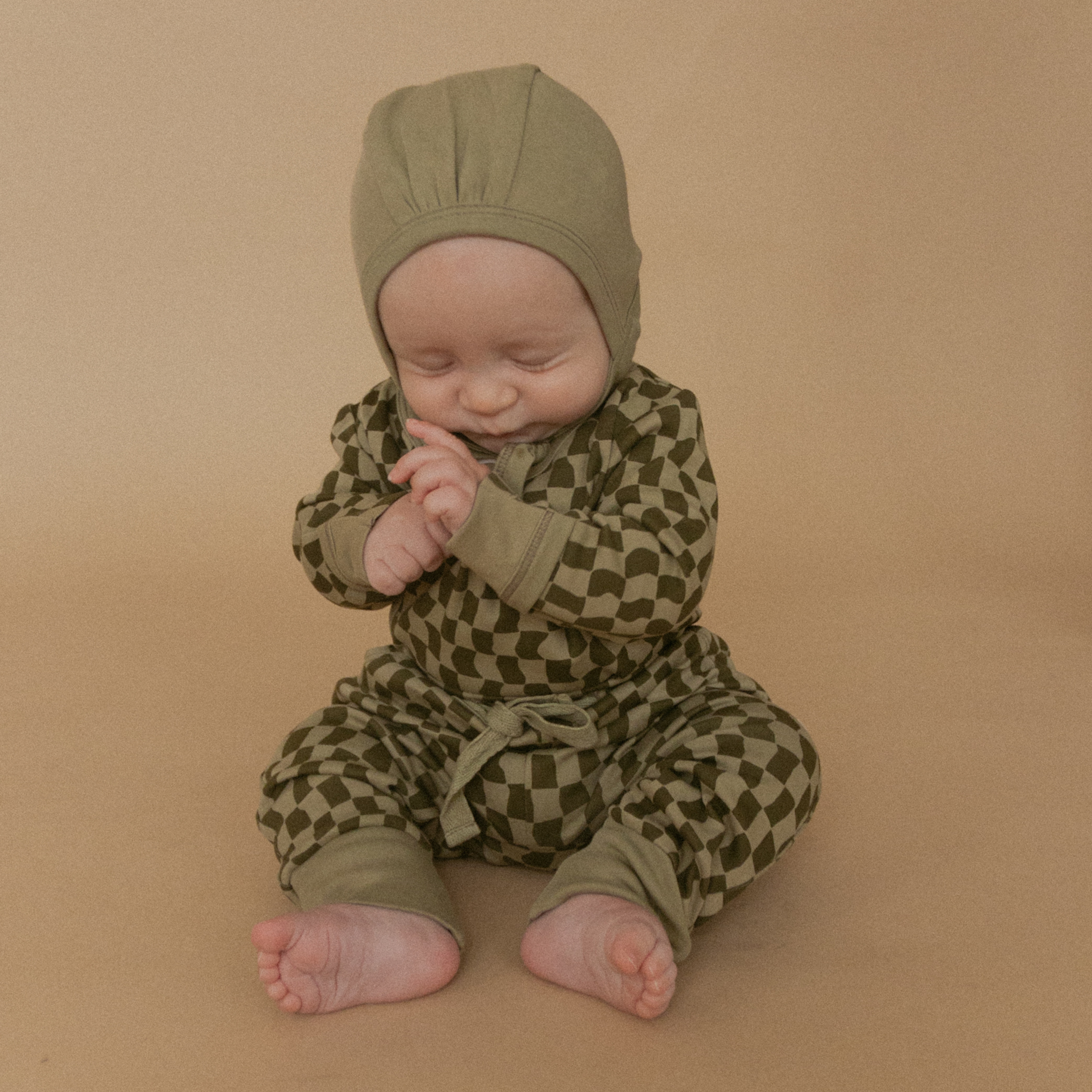 Organic Kimono Onesie & Pants Set - Checker - Makemake Organics