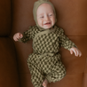 Organic Kimono Onesie & Pants Set - Checker - Makemake Organics