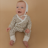 Organic Kimono Onesie & Pants Set - Olive Gingham - Makemake Organics