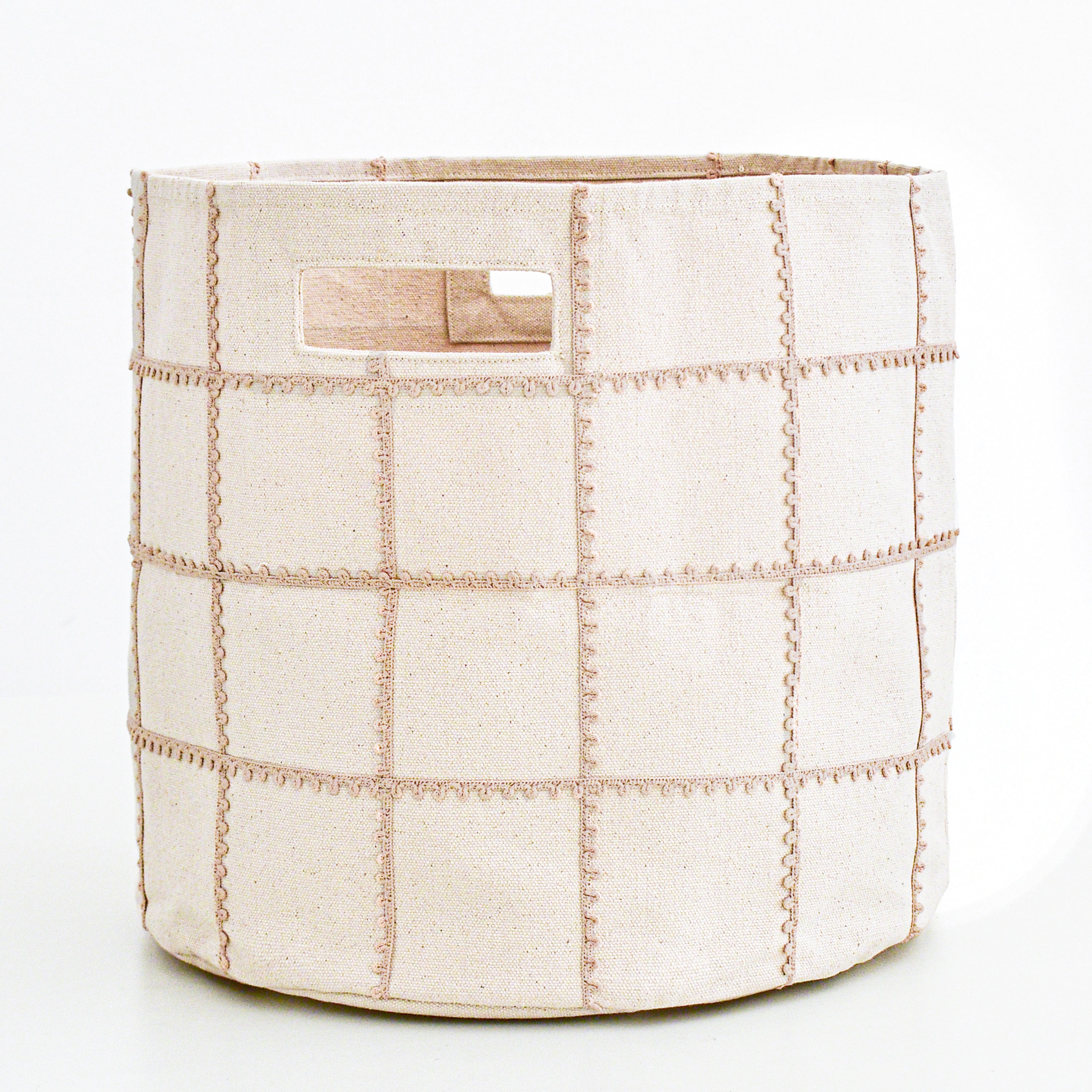 Handmade Canvas Storage Basket Lace - Taupe - Makemake Organics