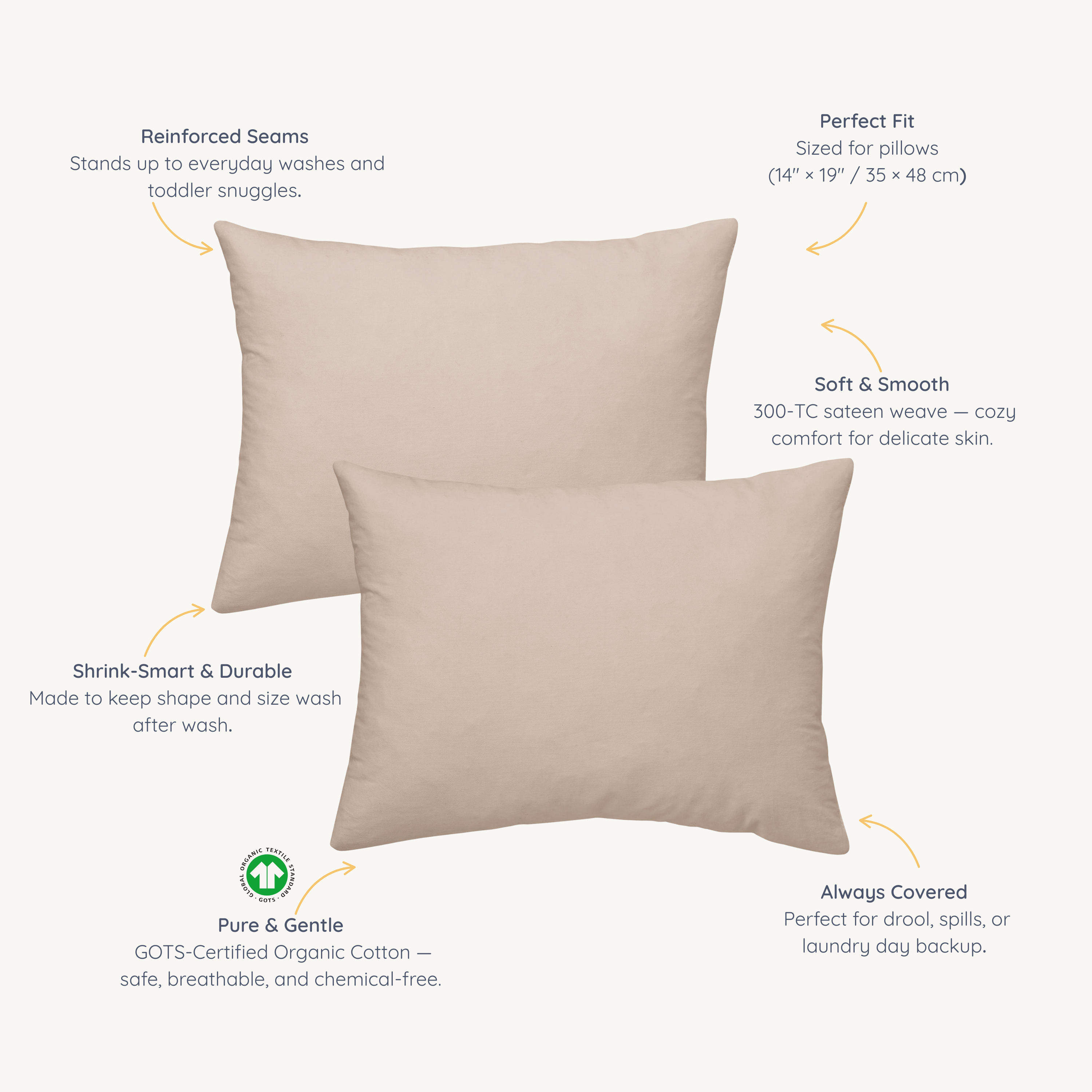 Organic Toddler Pillowcase - Pecan - Makemake Organics