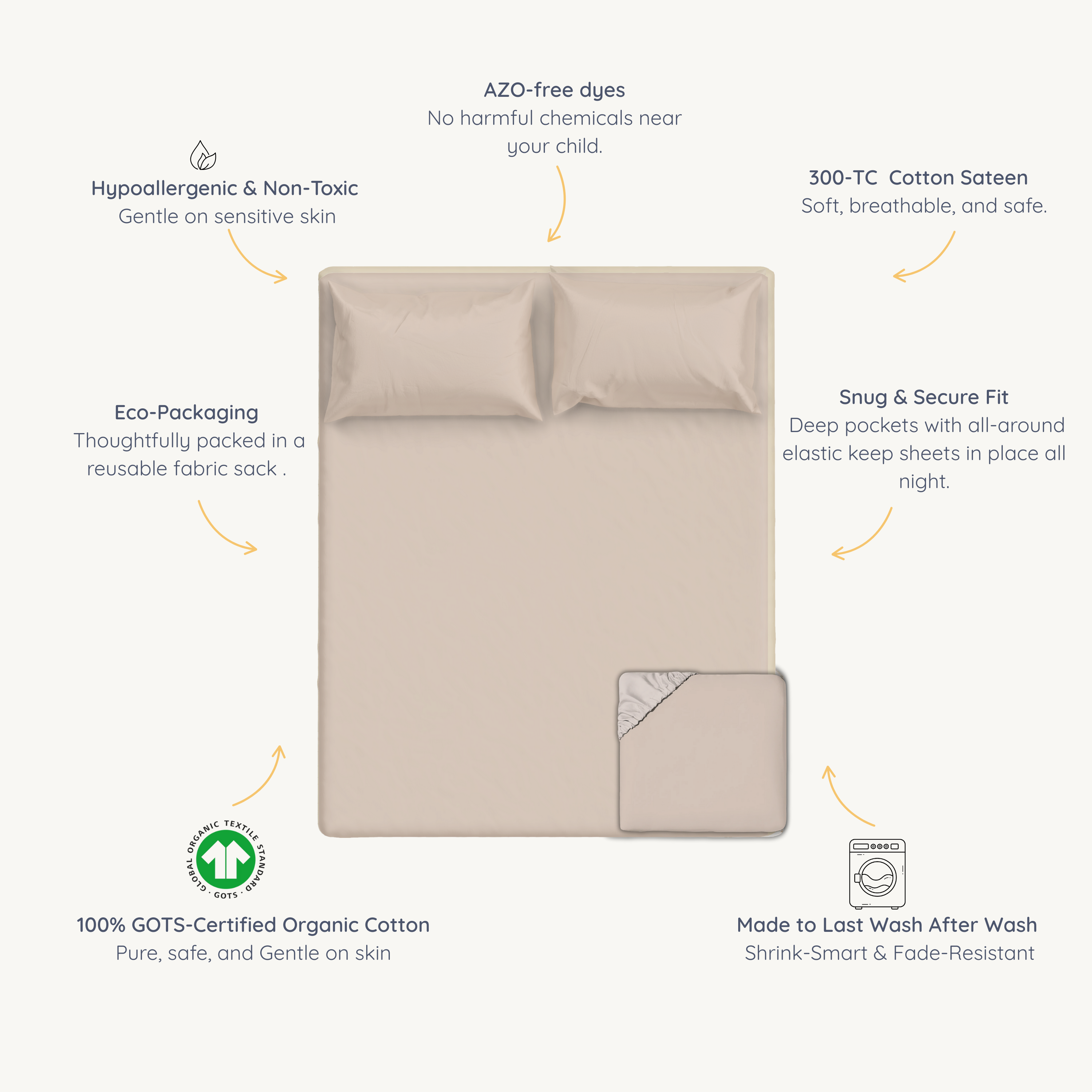 Organic Kids Fitted Sheet - Pecan - Makemake Organics
