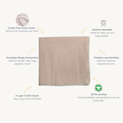 Organic Baby Blanket Muslin - Pecan + Natural Lace - Makemake Organics