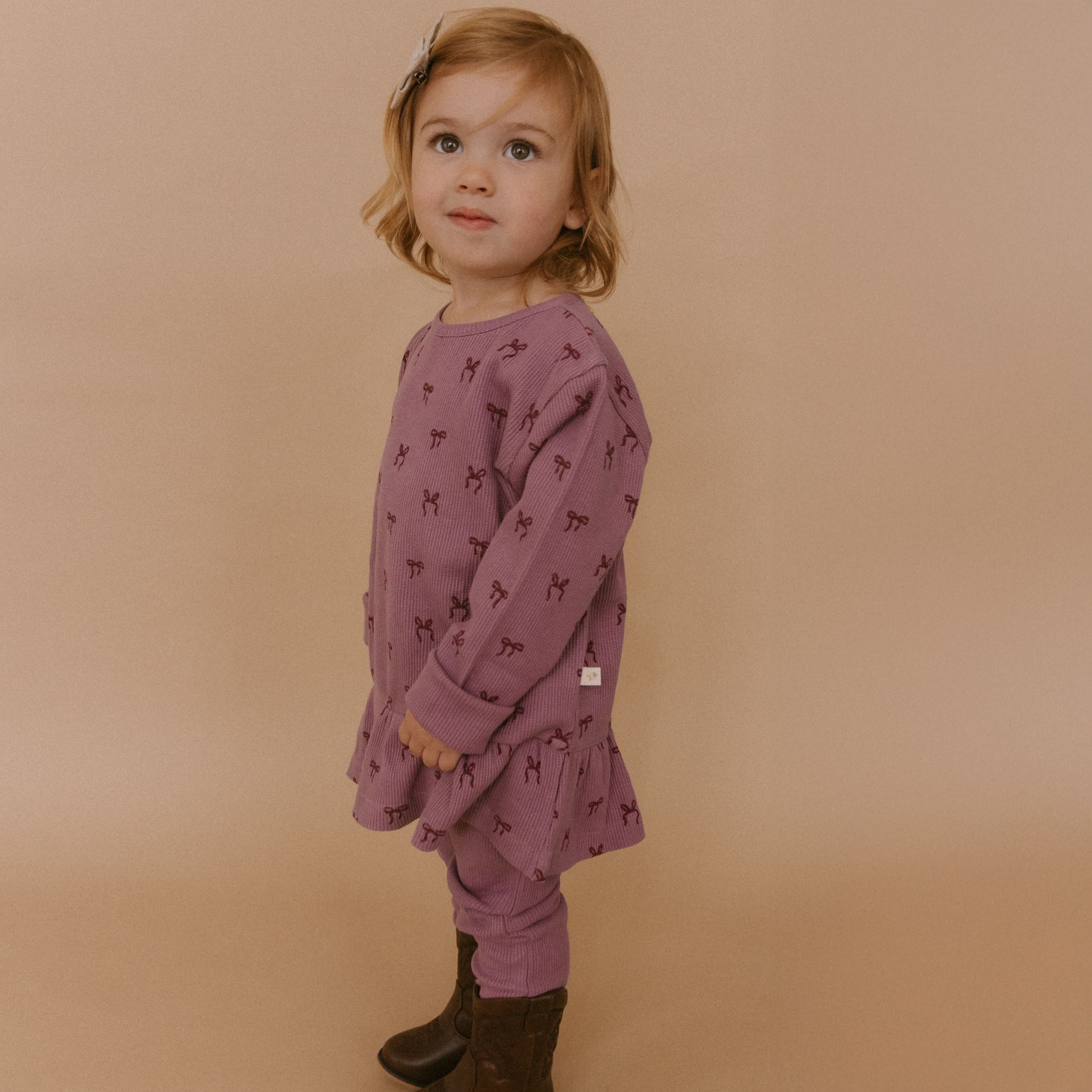 Organic Peplum Top & Leggings Set - Bows - Makemake Organics