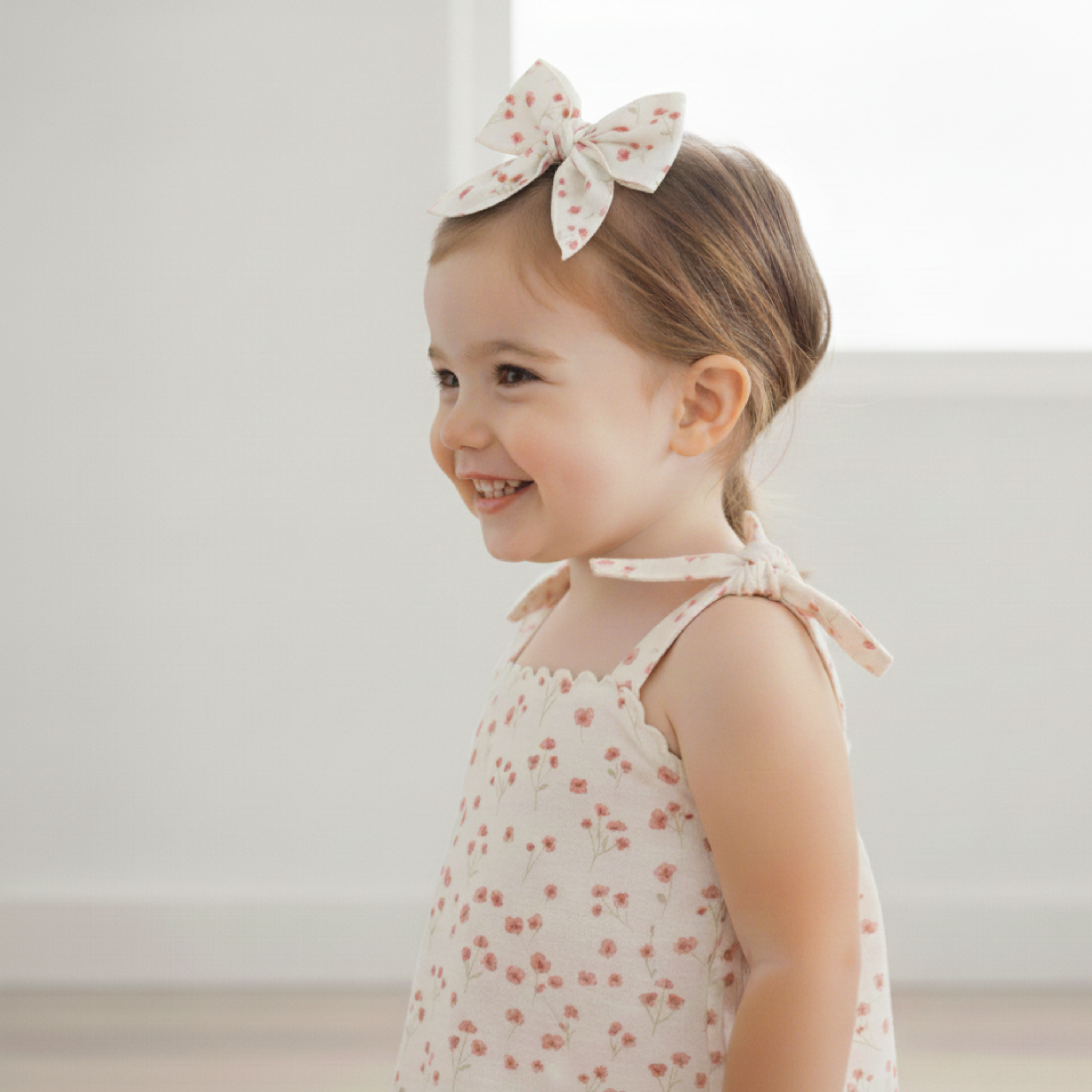 Organic Hair Bow Clip - Pink  Bloom - Makemake Organics