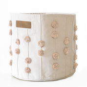 Handmade Canvas Storage Basket Pom Pom - Pecan - Makemake Organics