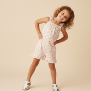 Organic Ruffle Jumpsuit - Pop Floral - Makemake Organics