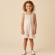 Organic Ruffle Jumpsuit - Pop Floral - Makemake Organics