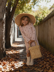 Organic Long Sleeve Ruffle Dress - Hearts