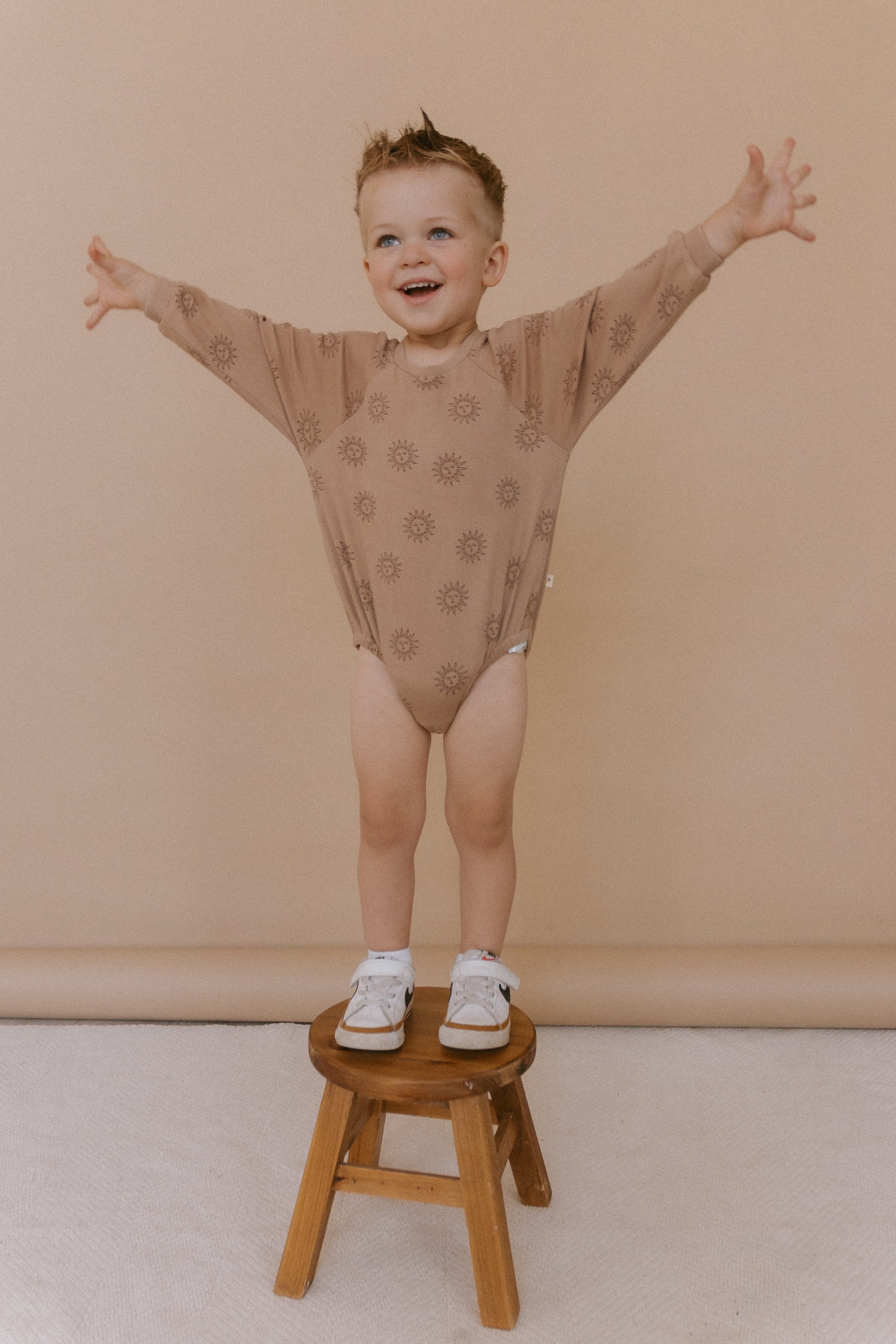 Organic Long Sleeve Bubble Romper - Sun