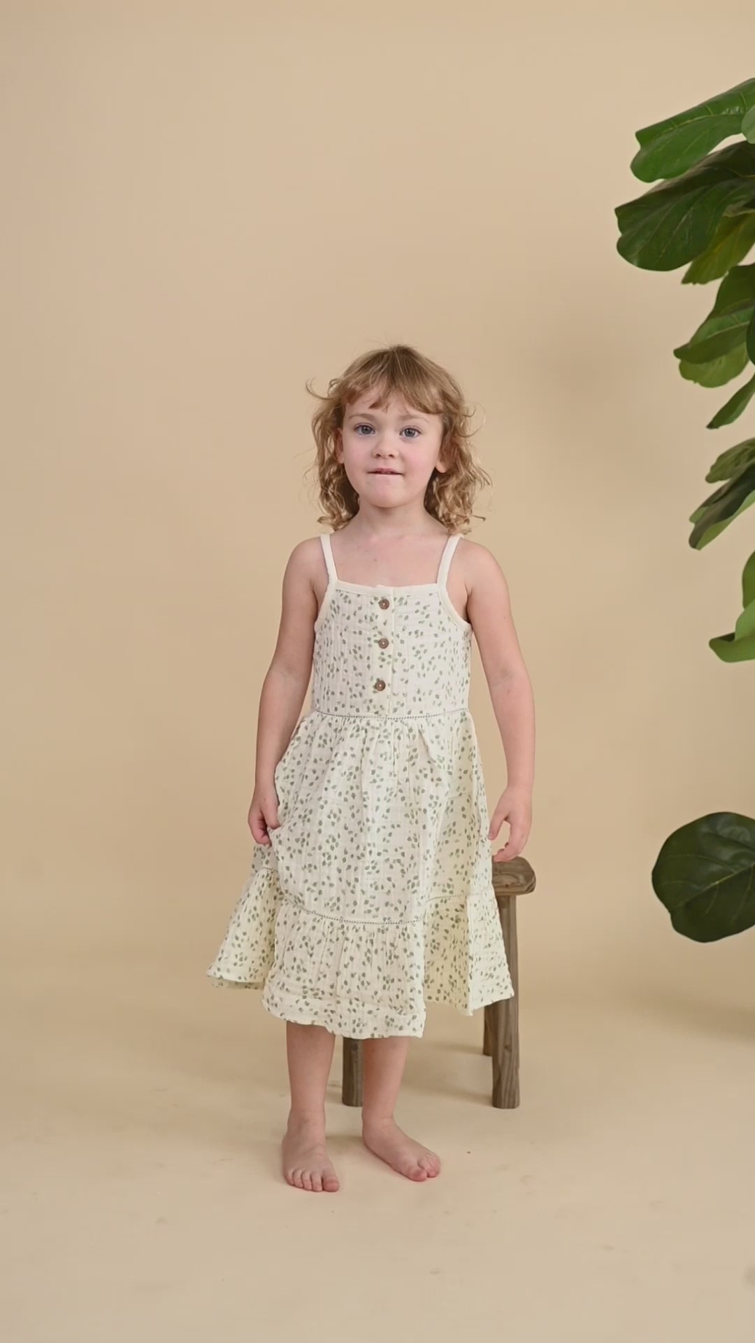 Organic Buttoned Tiered Dress - Petals