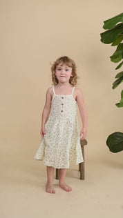 Organic Buttoned Tiered Dress - Petals