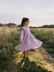 Organic Ruffle Sleeve Dress - Thistle
