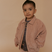 Organic Quilted Bomber Corduroy Jacket - Taupe - Makemake Organics