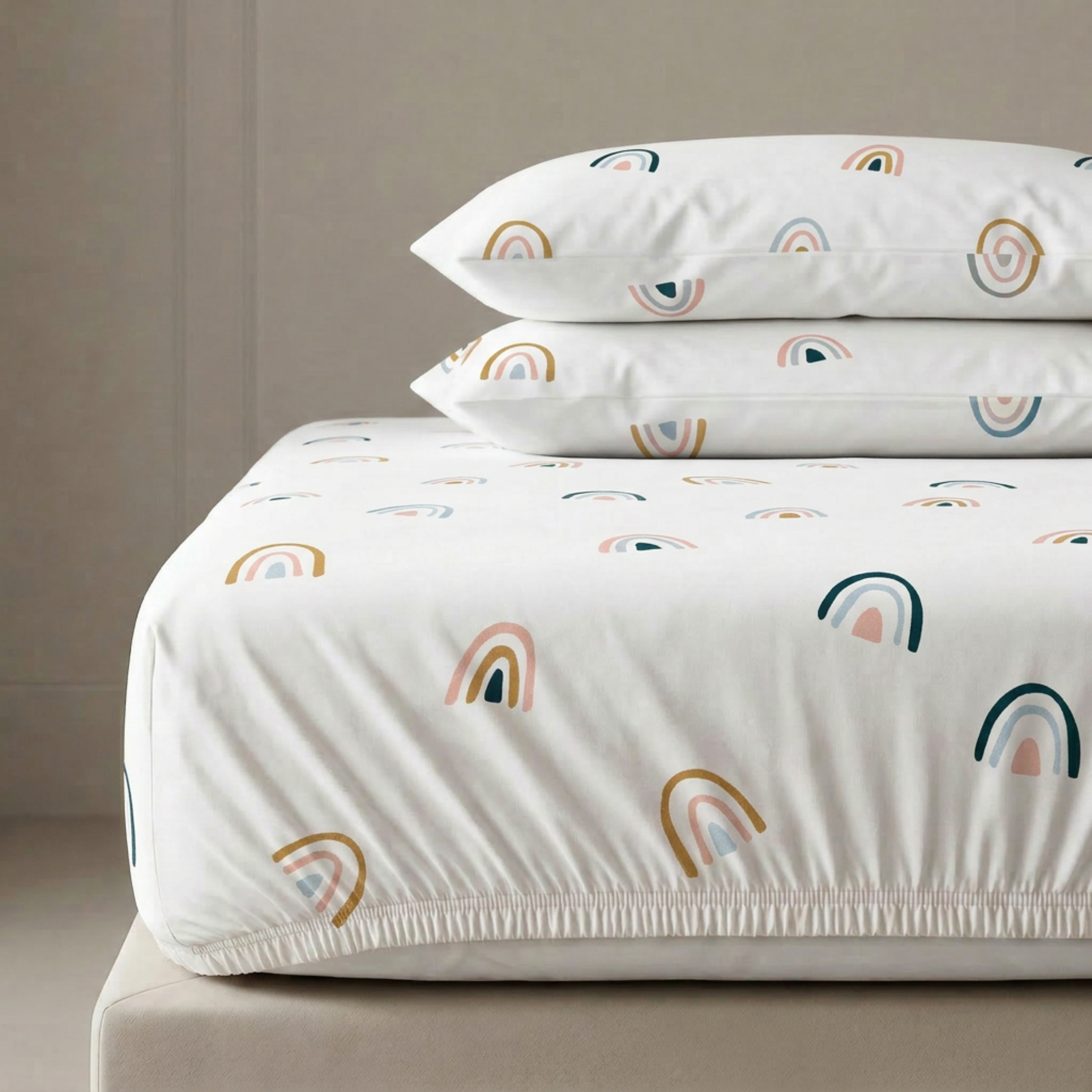 Organic Kids Fitted Sheet - Rainbow - Makemake Organics