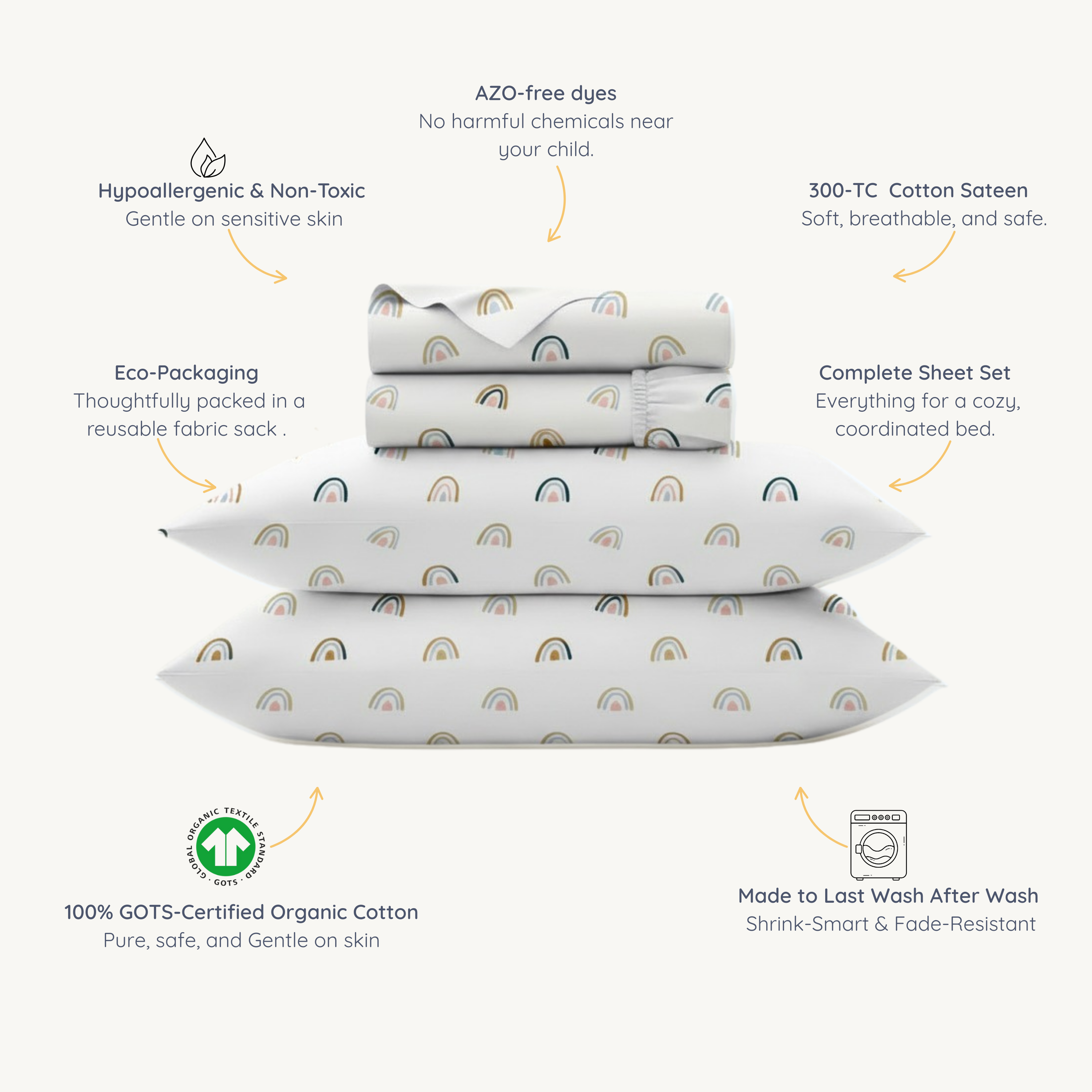 Organic Cotton Sheet Set - Rainbow - Makemake Organics