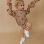 Organic Long Sleeve Bubble Romper - Fox - Makemake Organics