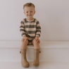 Organic Long Sleeve Bubble Romper - Bold Stripes - Makemake Organics