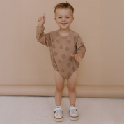 Organic Long Sleeve Bubble Romper - Sun - Makemake Organics