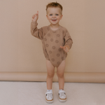 Organic Long Sleeve Bubble Romper - Sun - Makemake Organics
