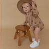 Organic Long Sleeve Bubble Romper - Fox - Makemake Organics