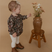 Organic Smocked Bubble Romper - Bohemian Floral - Makemake Organics