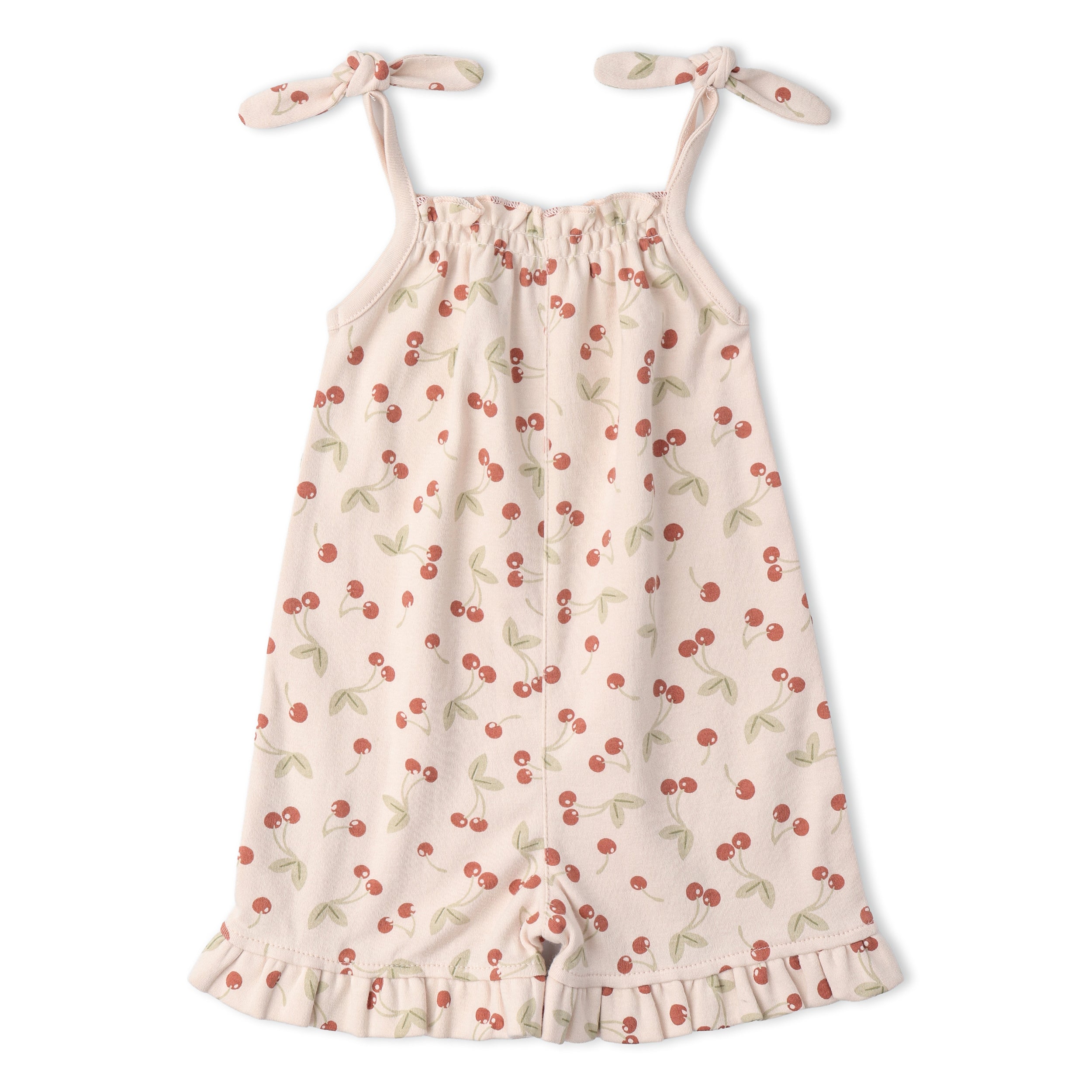 Organic Ruffle Jumpsuit - Cherry - Makemake Organics