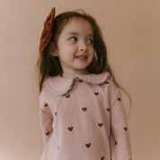 Organic Ruffle Collar Top & Leggings Set - Hearts - Makemake Organics