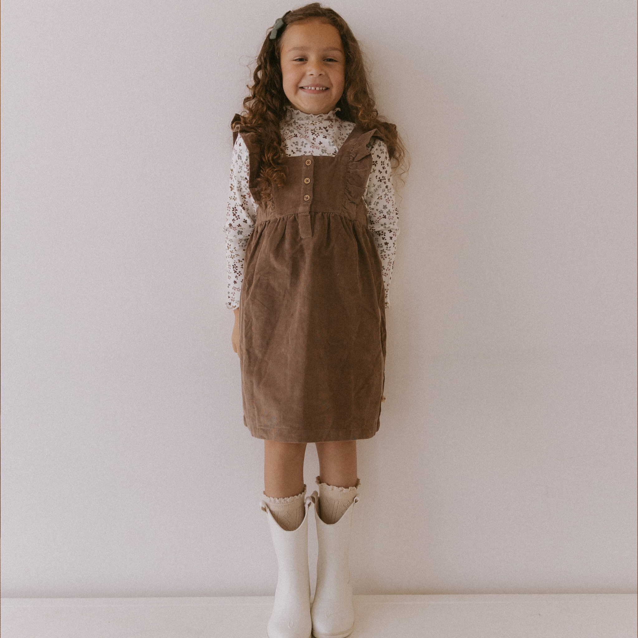 MakeMake Organics Organic Ruffle Corduroy Dress - Dark Brown MakeMake Organics Organic Ruffle Corduroy Dress - Dark Brown