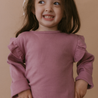 Organic Ruffle Long Sleeve Top Set of 2 - Thistle + Berry - Makemake Organics