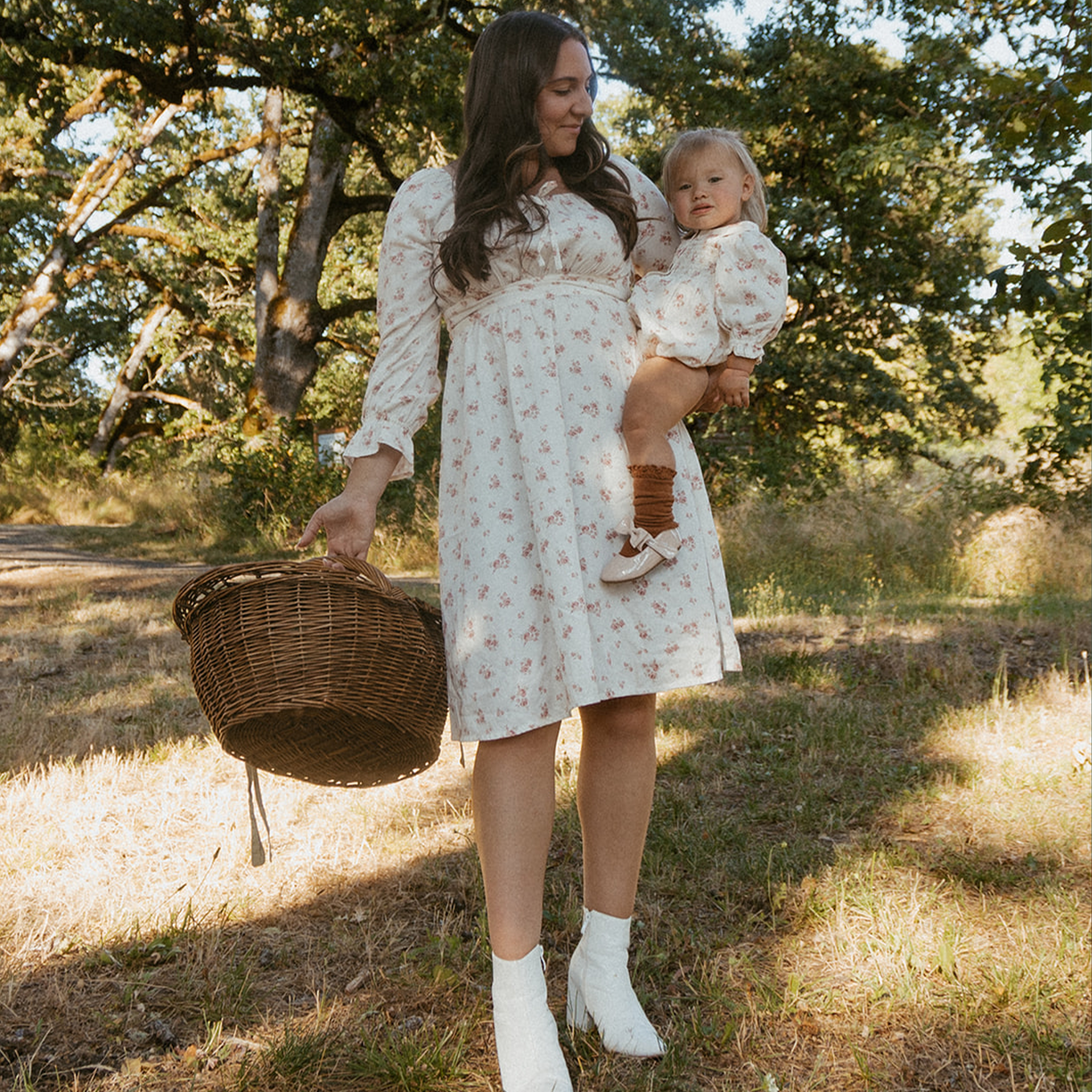 Organic Long Sleeve Ruffle Dress - Rustic Rose - Makemake Organics