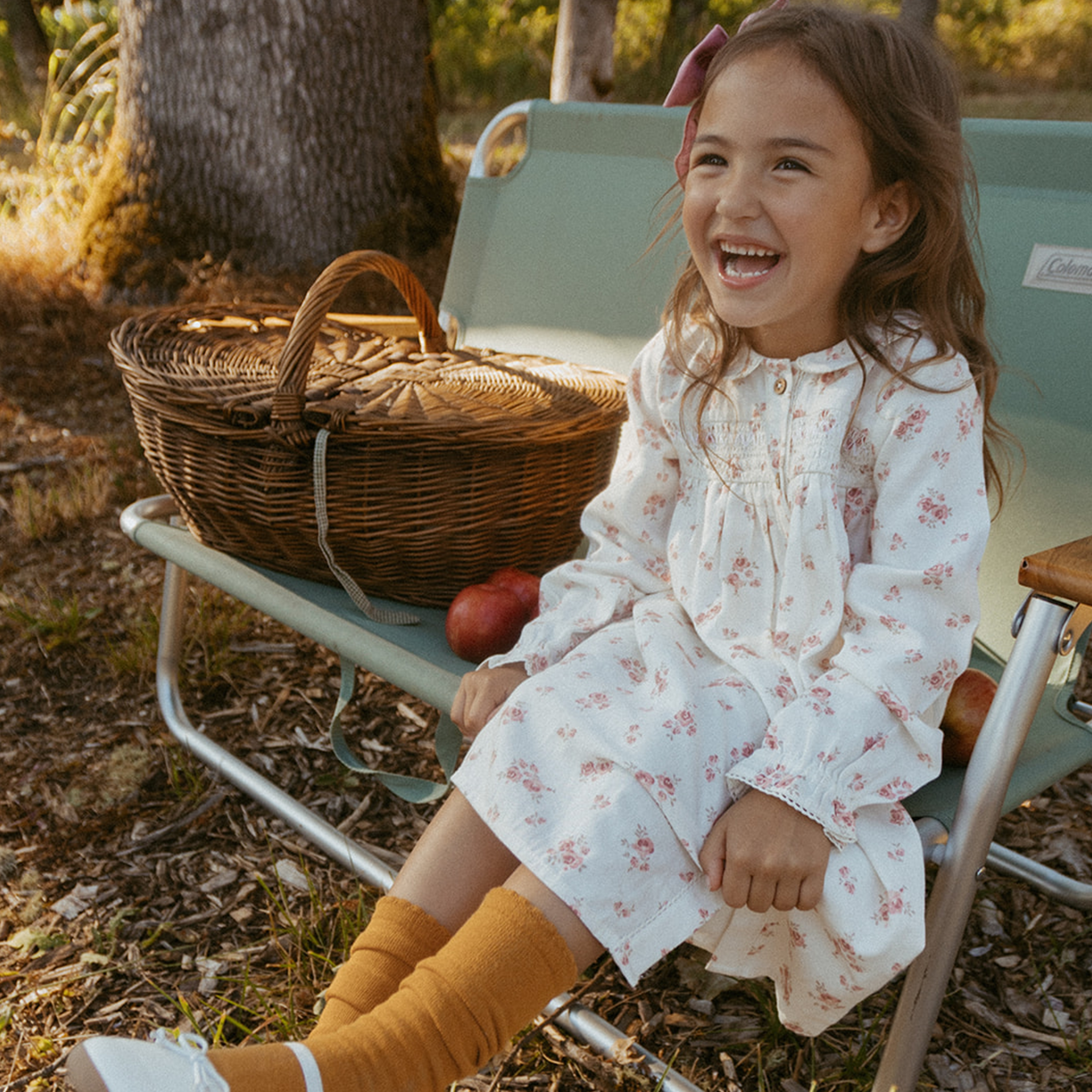 Organic Smocked Button Dress - Rustic Rose - Makemake Organics