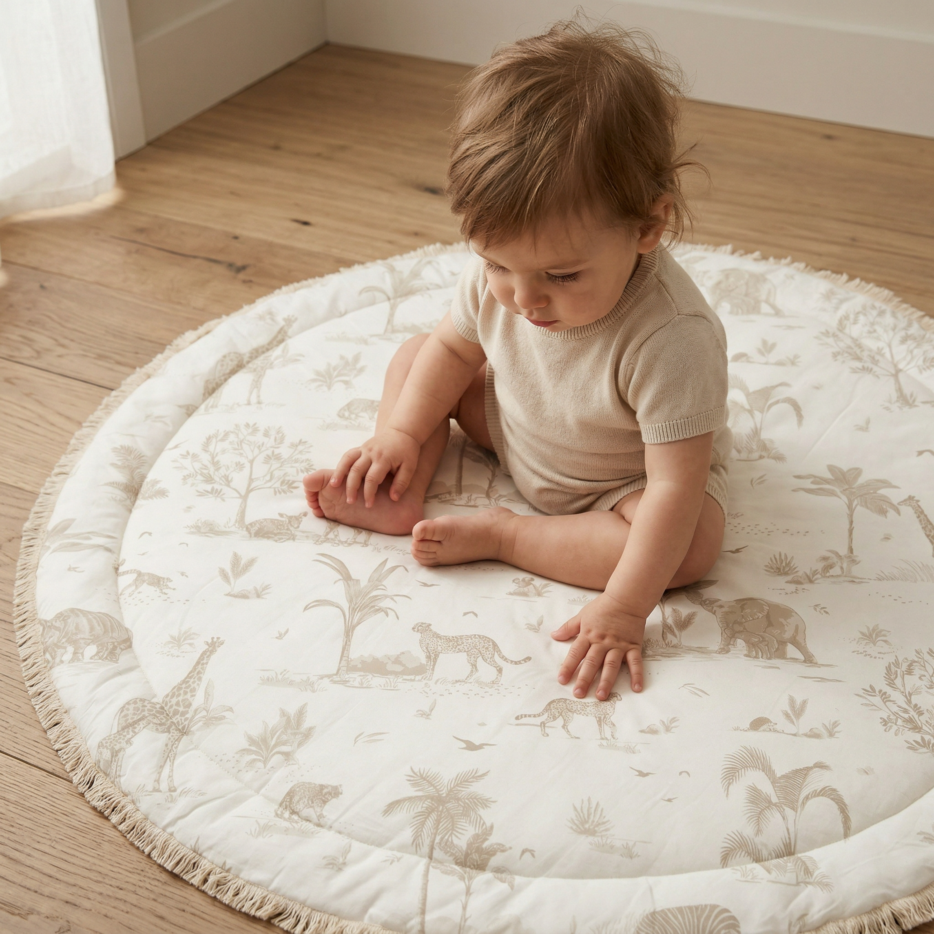 Organic Cotton Quilted Play Mat - Safari - Makemake Organics